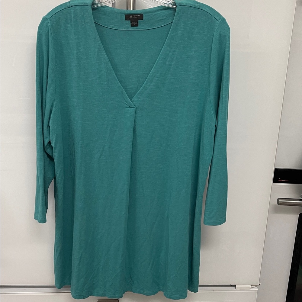 I. Jill Teal V-Neck 3/4 Sleeve Top